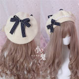 Lace Plaid Bow Sweet Lolita Beret