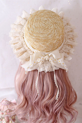 Daisy Lace Bow Straw Hat