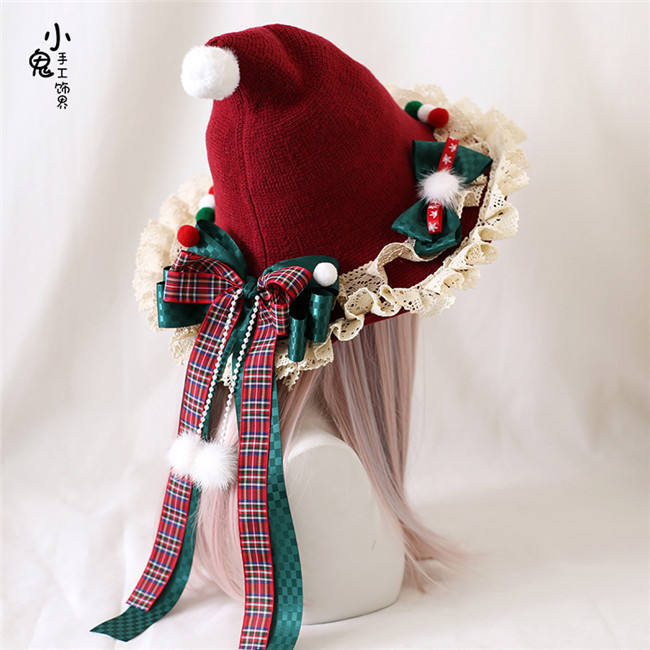 Lace Bow Christmas Witch Hat