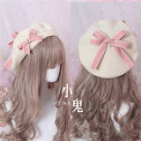 Lace Plaid Bow Sweet Lolita Beret