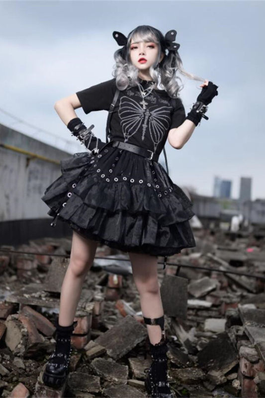 Butterfly Girl Punk Skirt, T-shirt  and  Accessories