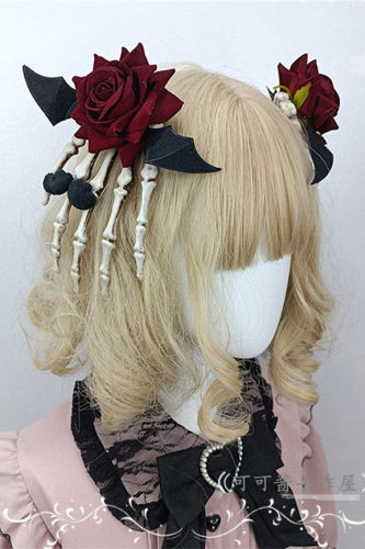 Dark Black Rose Skeleton Halloween Hairclip
