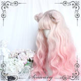 White Peach Pink Ombre Long Curly Lolita Wigs