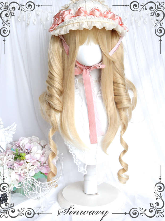 Long Curly Ponytails Blonde Lolita Wigs