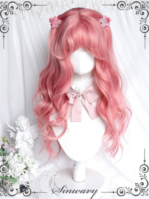 Love Letter Peach Pink Long Curly Lolita Wigs