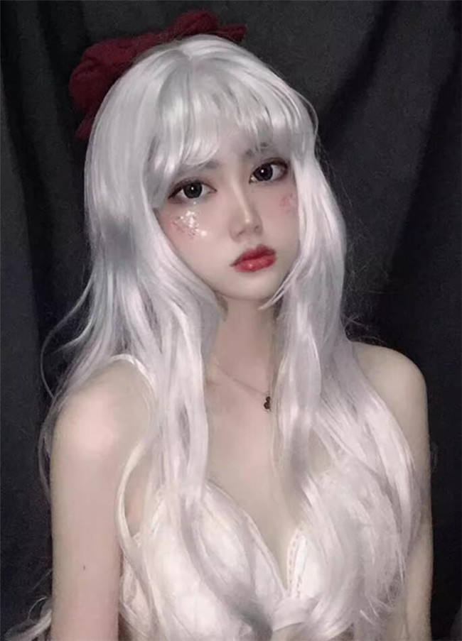Lolita Silver White Long Curly Wig yv30892