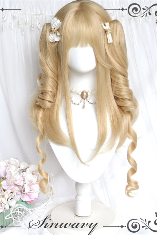 Long Curly Ponytails Blonde Lolita Wigs