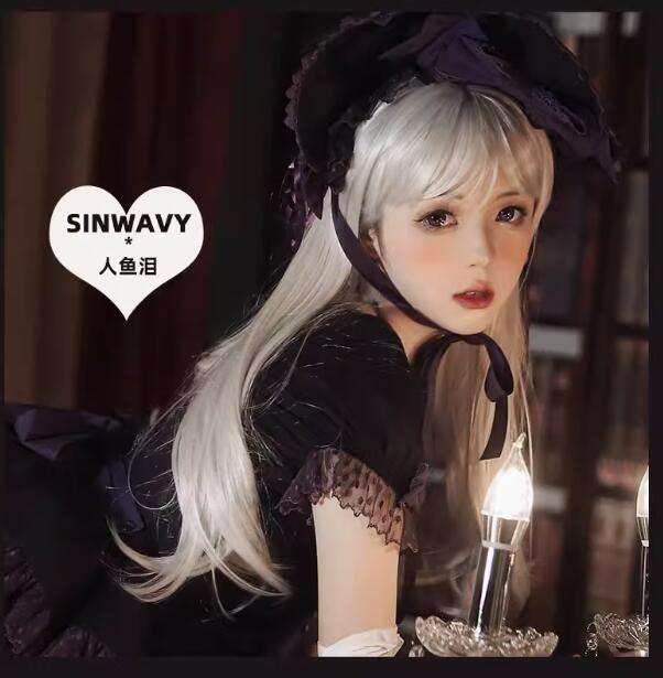 Silver White Natural Curly Lolita Wigs