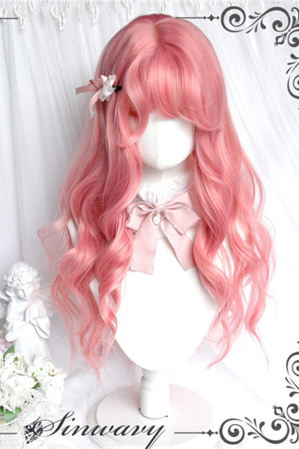 Love Letter Peach Pink Long Curly Lolita Wigs