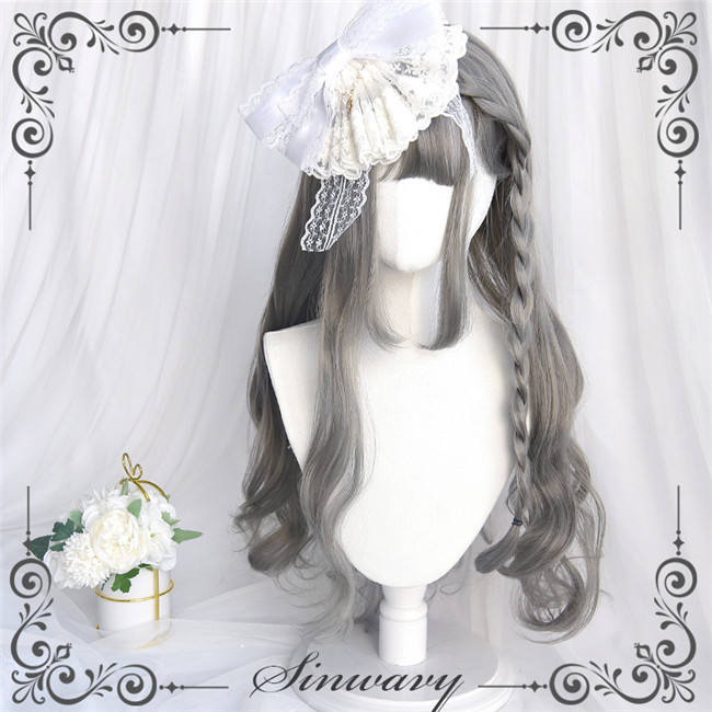 Silver White Natural Curly Lolita Wigs