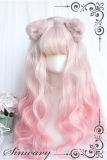 White Peach Pink Ombre Long Curly Lolita Wigs