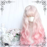 White Peach Pink Ombre Long Curly Lolita Wigs