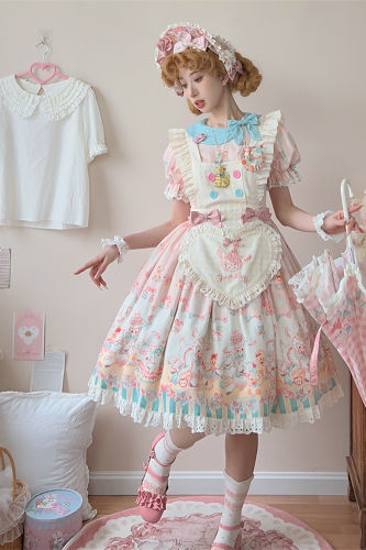 Sheep Party Scarf Collar Plus Size Lolita Dress and Apron