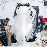 Dalao Home White Long Curls Lolita Wigs