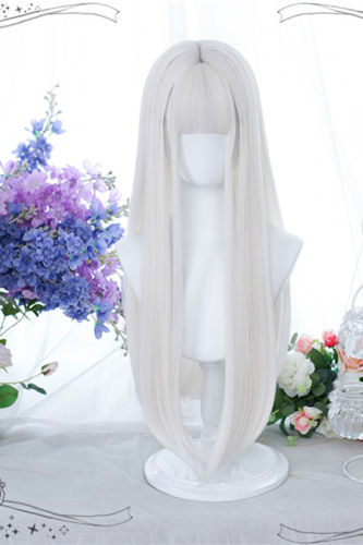 Dalao Home White Long Straight Lolita Wigs