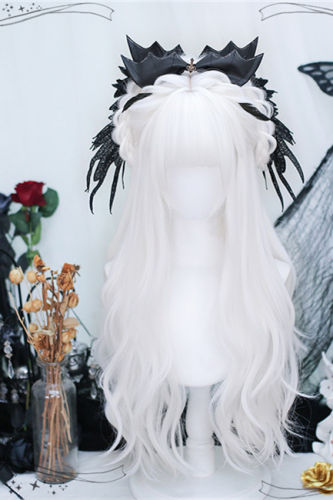 Dalao Home White Long Curls Lolita Wigs
