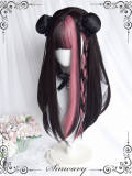 Black Pink Long Straight Lolita Wig