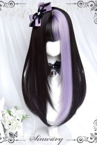 Black Purple Long Straight Lolita Wig