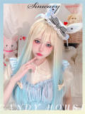Yellow Blue Ombre Long Straight Lolita Wig
