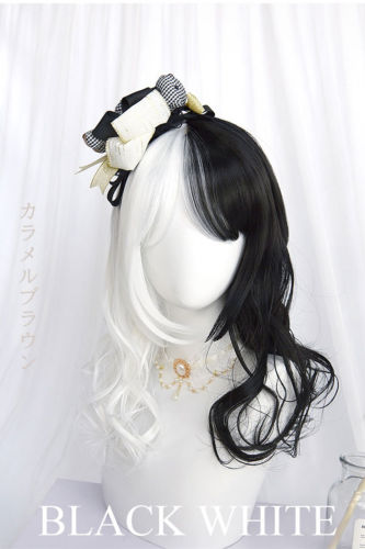 Black White Split Halloween Lolita Wig