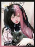 Black Pink Long Straight Lolita Wig