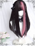 Black Pink Long Straight Lolita Wig