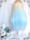 Yellow Blue Ombre Long Straight Lolita Wig