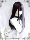 Black Purple Long Straight Lolita Wig