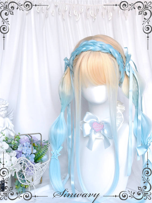 Yellow Blue Ombre Long Straight Lolita Wig