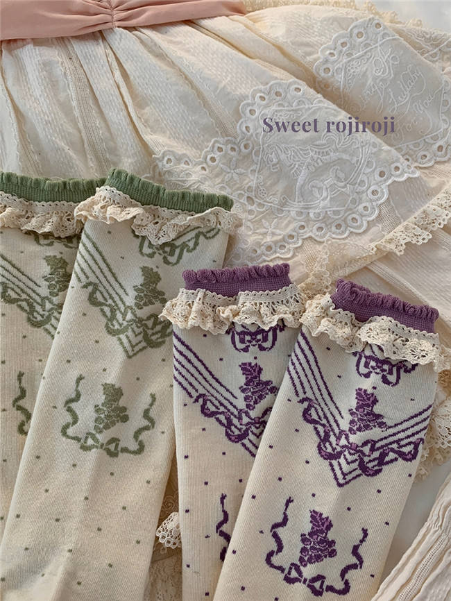 Roji Grape Vine Cotton Lolita Socks