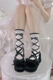 Roji Cross Ribbon Print Cotton Lolita Socks