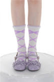 Roji Cross Ribbon Print Cotton Lolita Socks