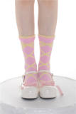Roji Cross Ribbon Print Cotton Lolita Socks