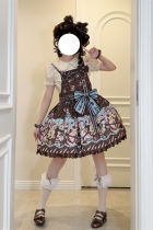 Chocolate Bear Sweet Lolita Slaopette, Blouse and Headdress