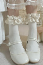 Roji Lace Bows Beige Lolita Socks