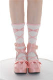 Roji Cross Ribbon Print Cotton Lolita Socks