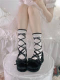 Roji Cross Ribbon Print Cotton Lolita Socks