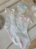 Roji Lace Bows Beige Lolita Socks