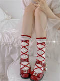 Roji Cross Ribbon Print Cotton Lolita Socks