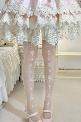 Roji Snowflake Print Lolita Tights