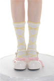 Roji Cross Ribbon Print Cotton Lolita Socks