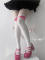 White Pink Above knee Socks