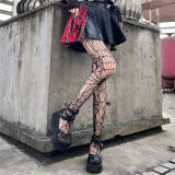 Black Lady Fishnet Stockings Halloween Gothic Tights