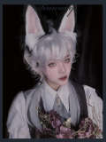 Silver White Comic Short Wig with Long Tail