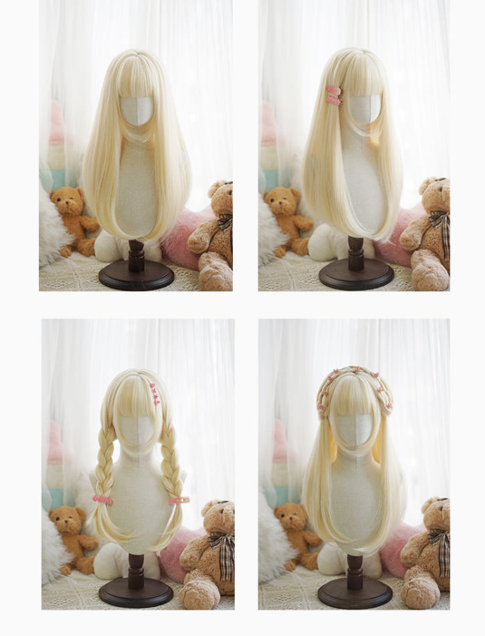 Yuchashui Sweet Long Straight Lolita Wig 60cm