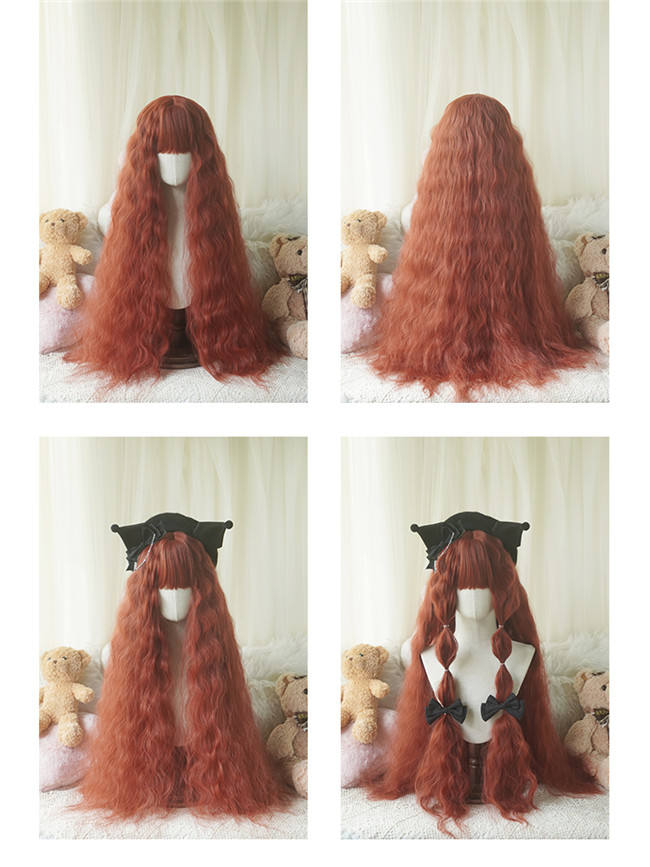 Yuchashui Corn Stigma Long Curly Princess Wig 80cm
