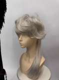 Silver White Comic Short Wig with Long Tail