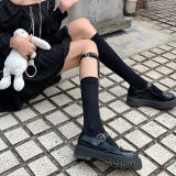 Black Velvet Punk Calf Socks