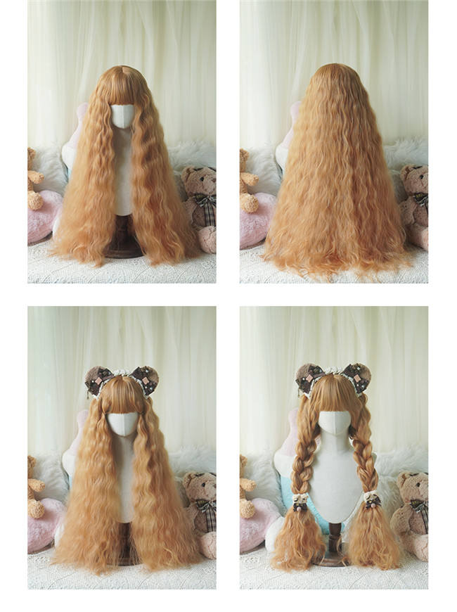 Yuchashui Corn Stigma Long Curly Princess Wig 80cm