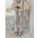 Roji Doll Print Winter Velvet Lolita Tights